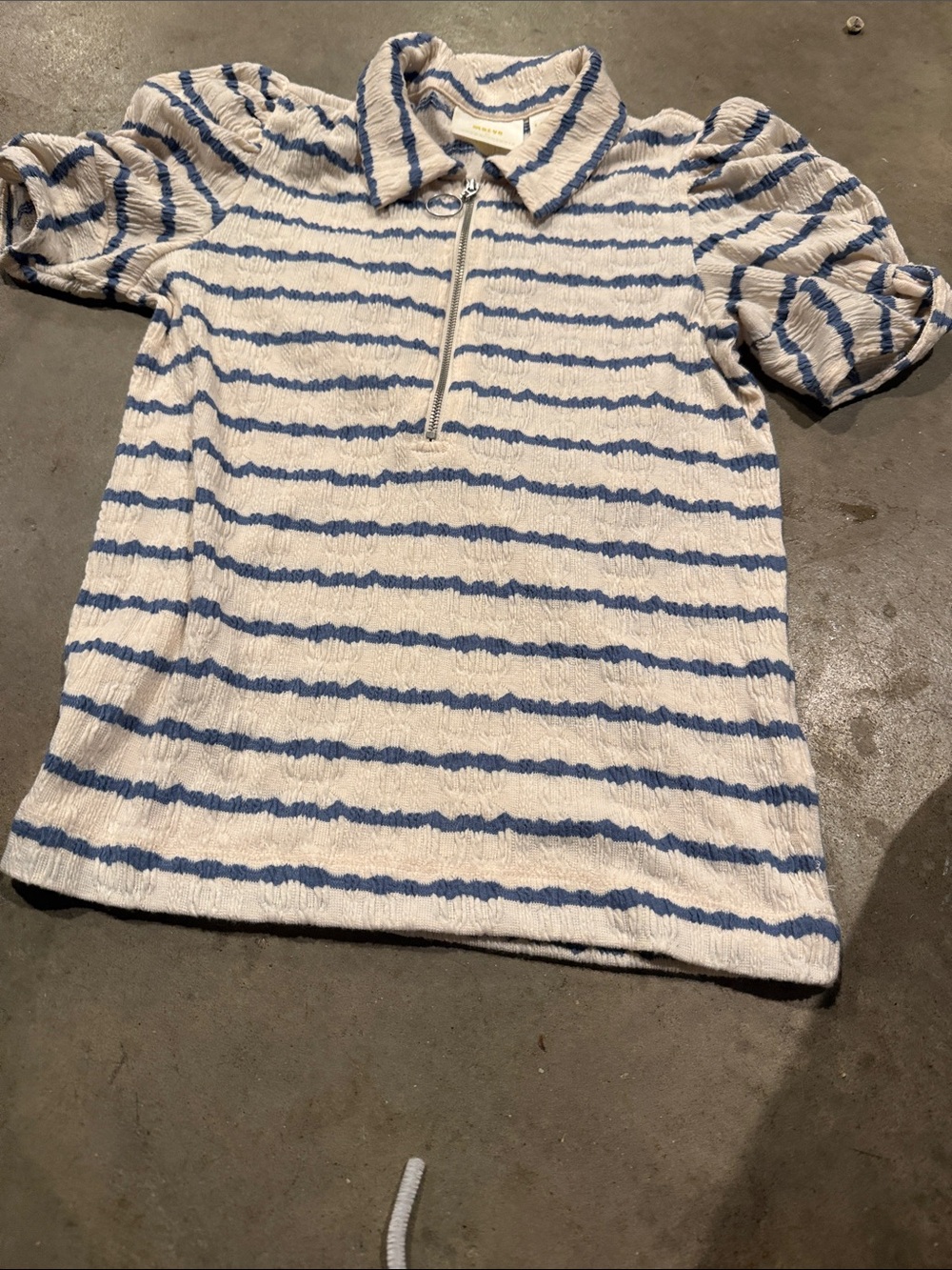 Anthropologie Maeve Cream Top with Blue Stripes